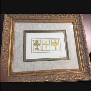 Original Signed Catherine Butler Pendley Embossed Collagraph Print Three Crosses